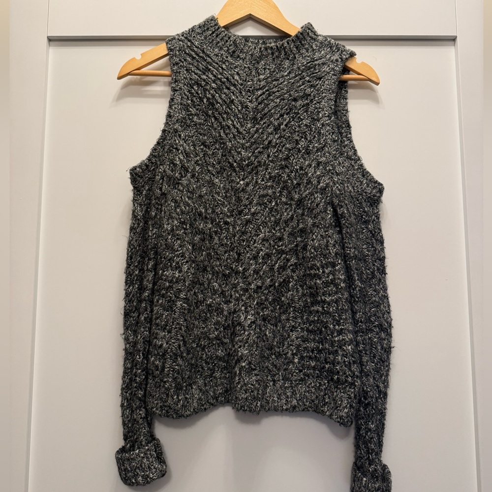 Express Charcoal Knit Cold Shoulder Top